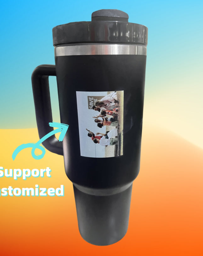Personalized DIY Straw Coffee Insulation Cup With Handle Portable Car Stainless Steel Water Bottle Large Capacity Travel BPA Free Thermal Mug